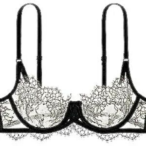 Victoria’s Secret Very Sexy Unlined Demi Buste Black White Floral Lace Bra